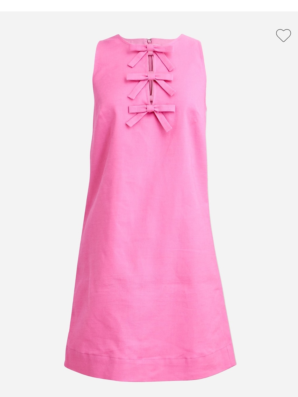 J. Crew Hot Pink Linen Sleeveless Bow-Front Shift Dress